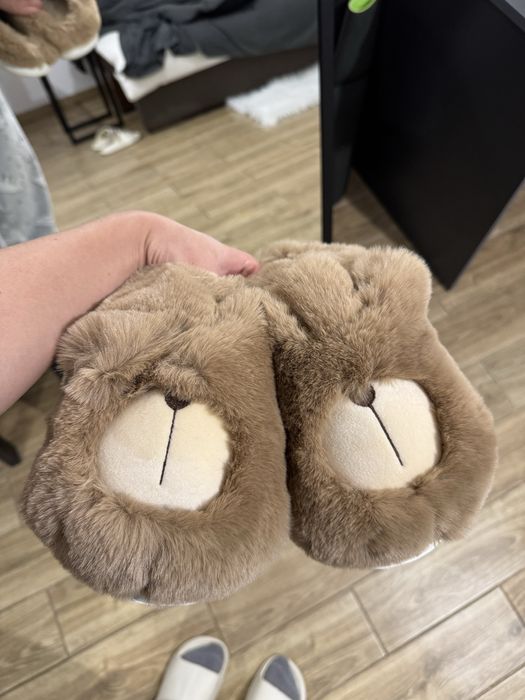 Плюшеві мʼякі домашні капці ведмедики тапки