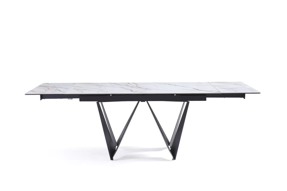 Rozsuwany prost. stół jadalny ceramiczny 160(240)x90cm Portofino Biały