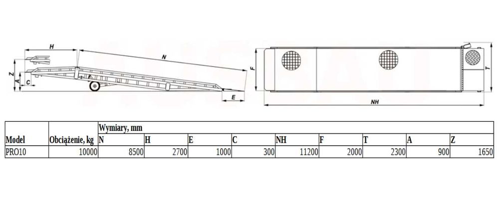 Rampa Mobilna najazdowa przeładunkowa rozładunkowa AUSBAU PRO10 NOWA