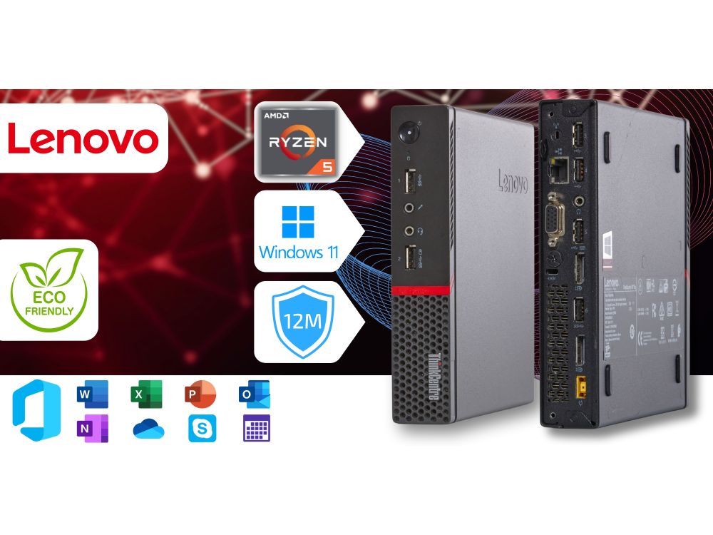Lenovo ThinkCentre M715Q mini PC AMD Ryzen 5 16GB DDR3 256GB SSD Win10
