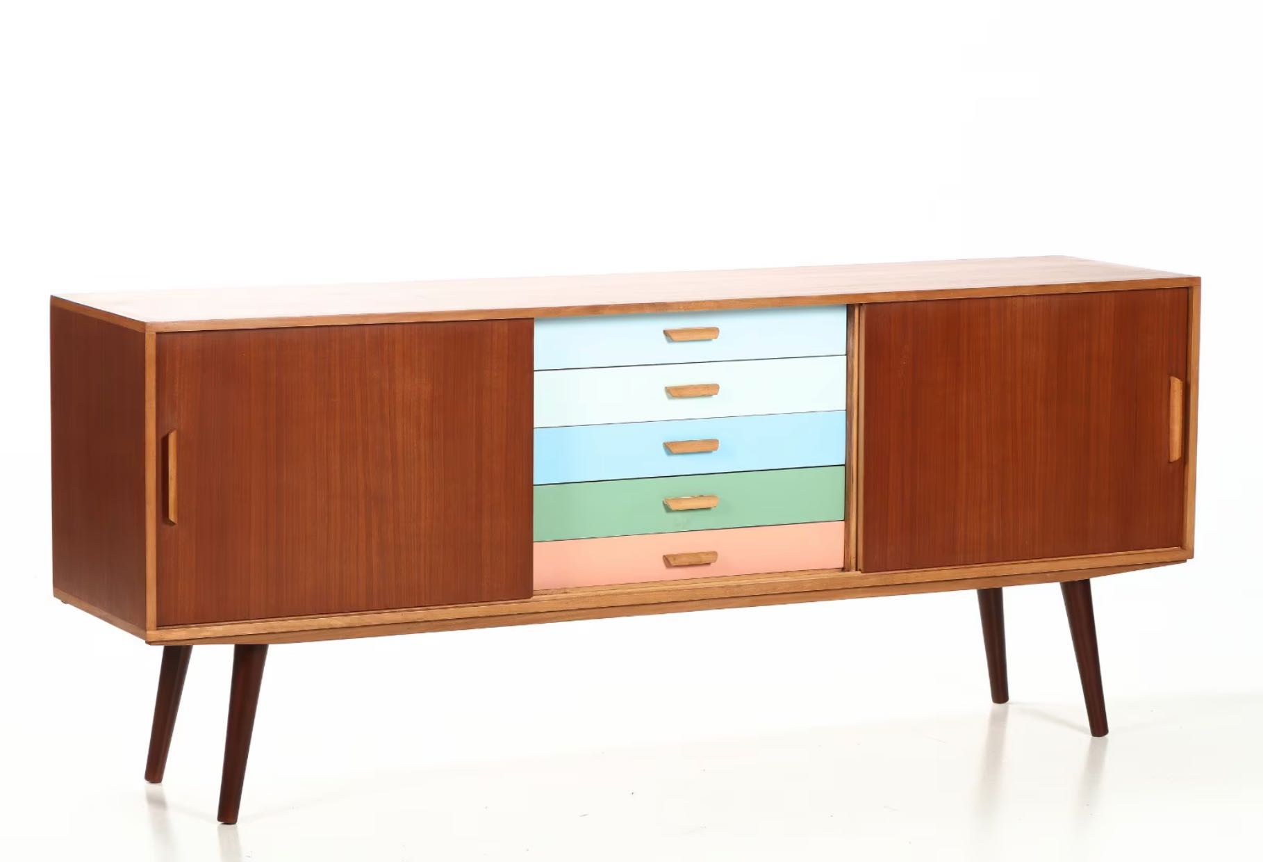 Szafka rtv / komoda / sideboard z ciemnego drewna - Dania XX w.