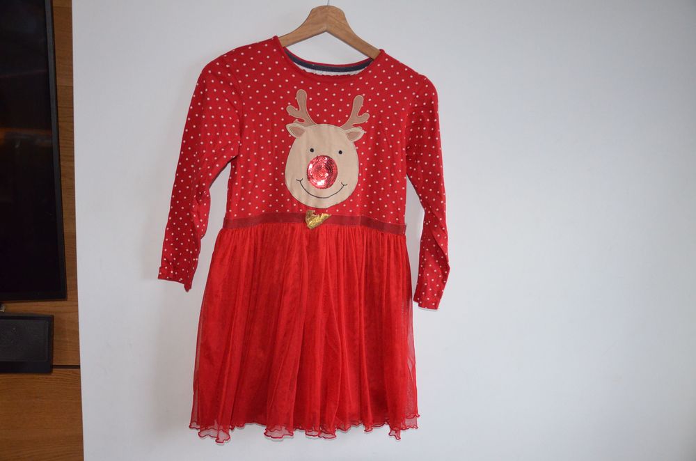 sukienka Mikołaj renifer  9 - 10 lat czerwona 134 cm