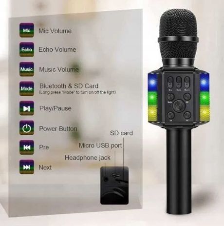 BONAOK bezprzewodowy mikrofon do karaoke Bluetooth POWYSTAWOWY