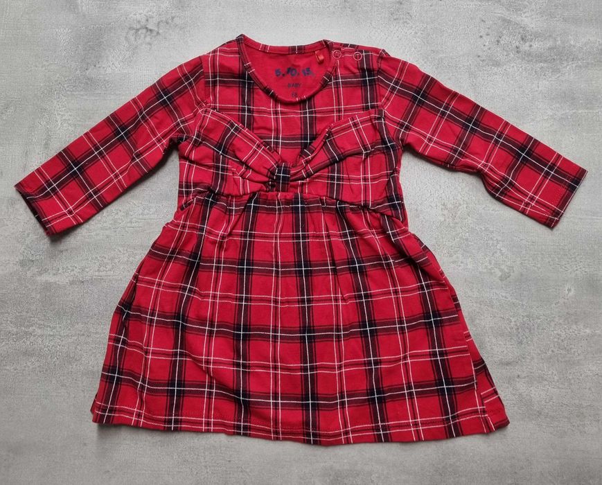 Sukienka 68 na święta świąteczna kratka długi rękaw