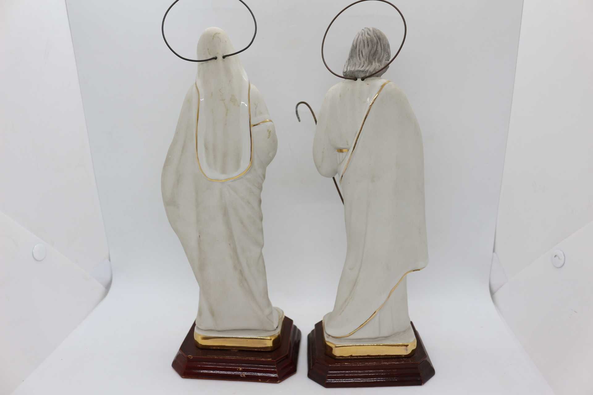 Arte Sacra Maria e José Pasta Limoges Cristais de Áustria e Ouro 30 cm