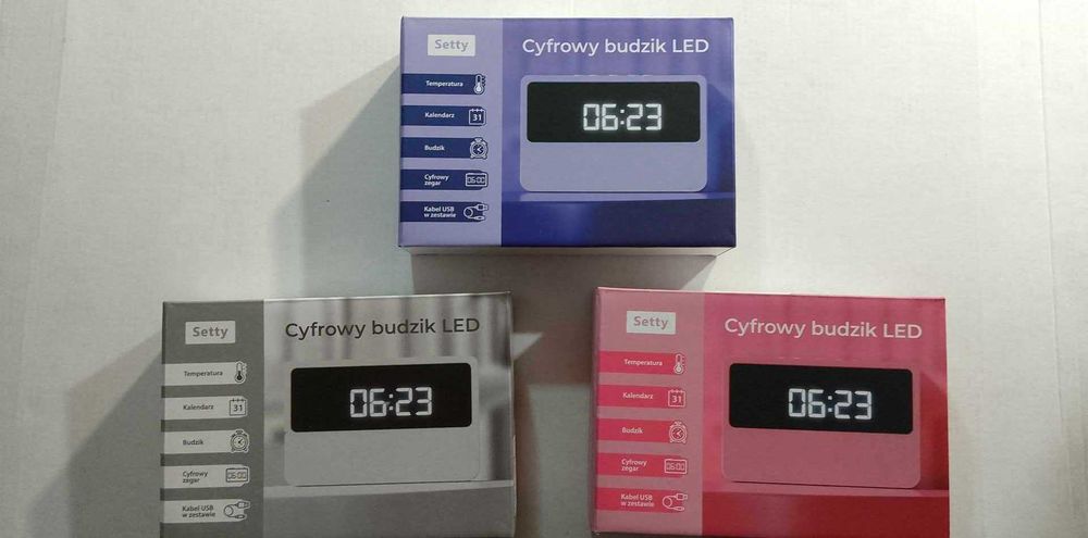 Zegarek elektroniczny  budzik z wyświetlaczem MIX kolorów