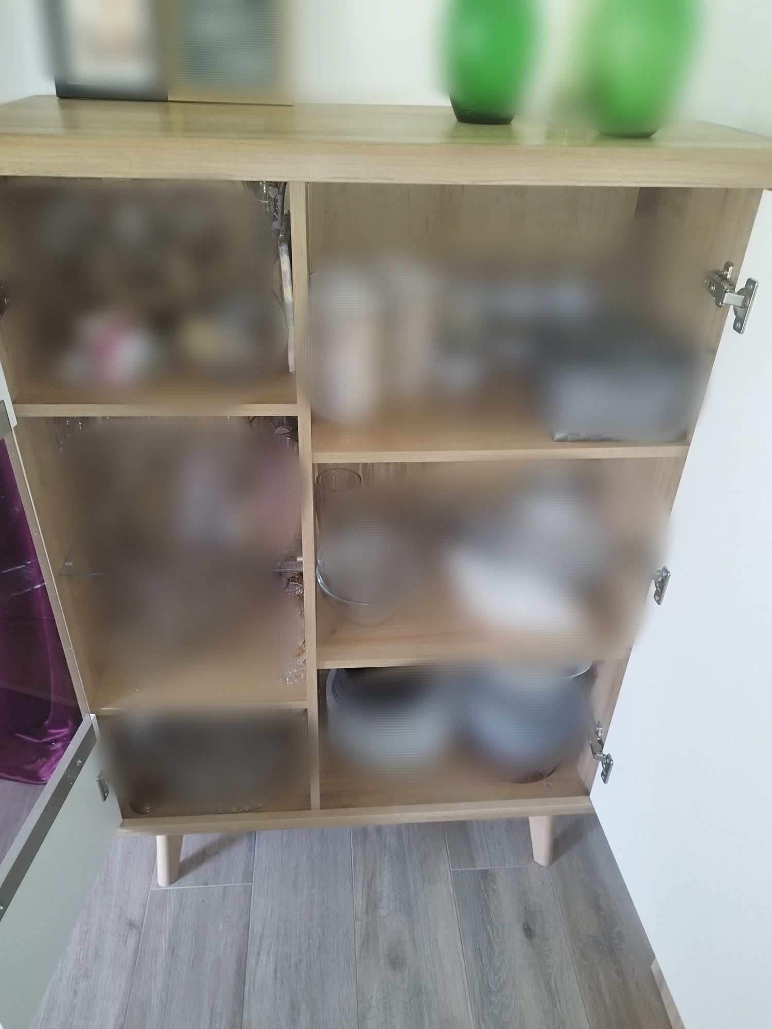 Witryna komoda 90x40x134 cm PIASKI PRIMO styl skandynawski JAK NOWA