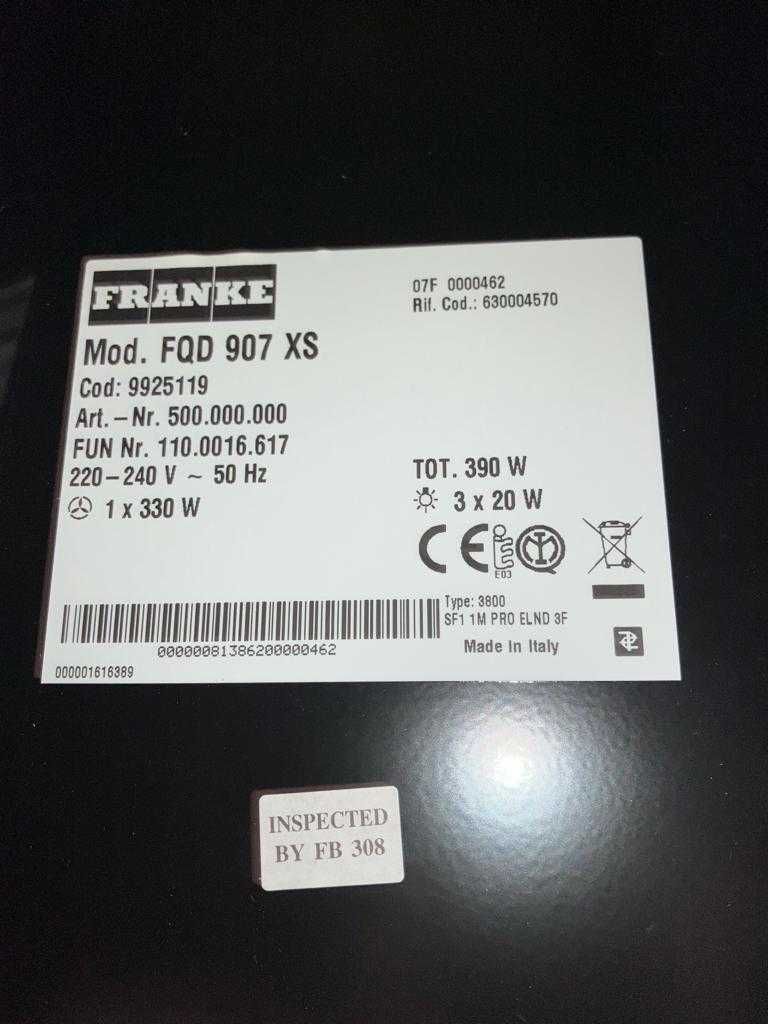 Chaminé / Exaustor /Hotte de parede Franke - FQD 907 XS