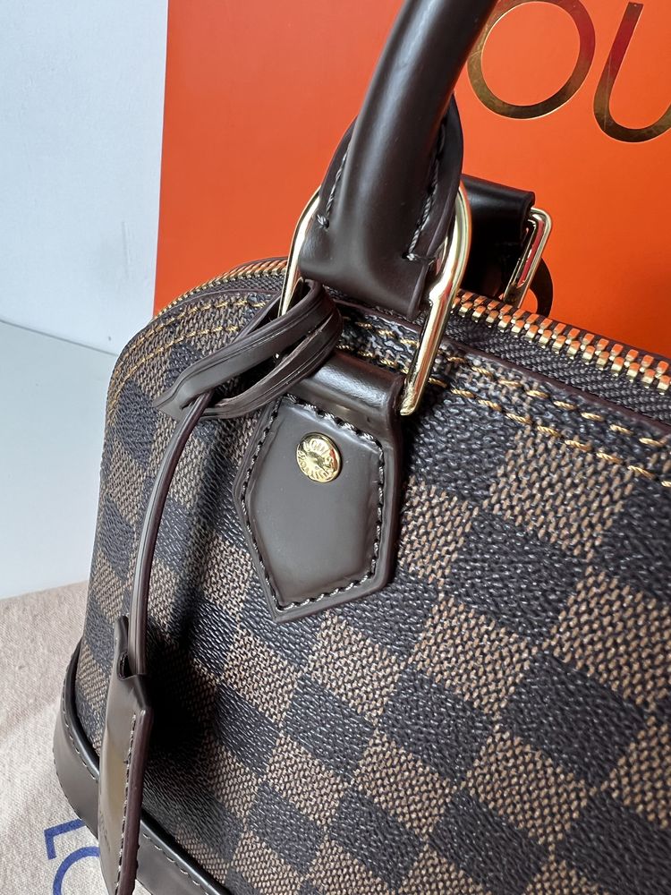 Torebka damska kuferek Louis Vuitton Alma Tote skorzana Damier Ebene