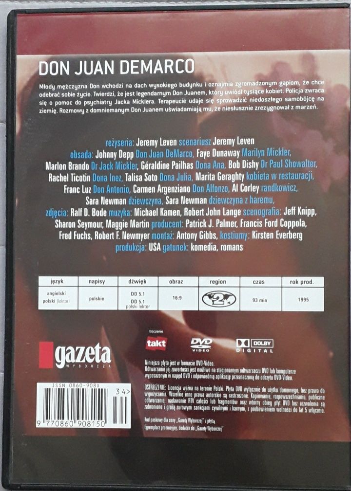 Don Juan DeMarco film DVD