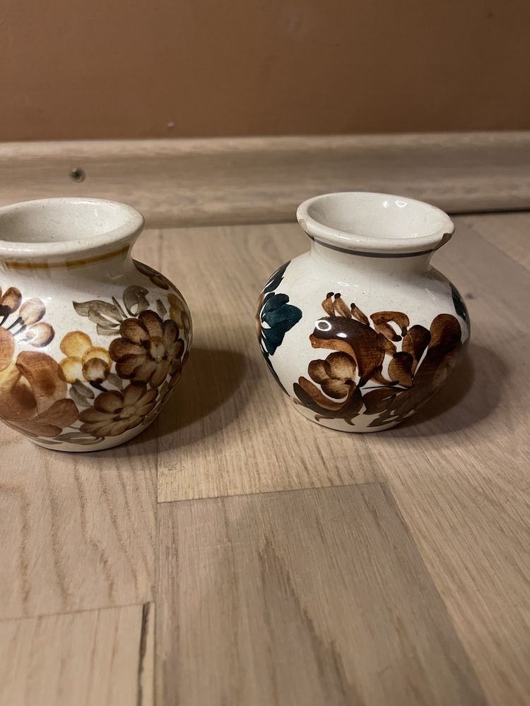 Mini małe wazoniki wazonik ceramiczne malowane w kwiatki Koło