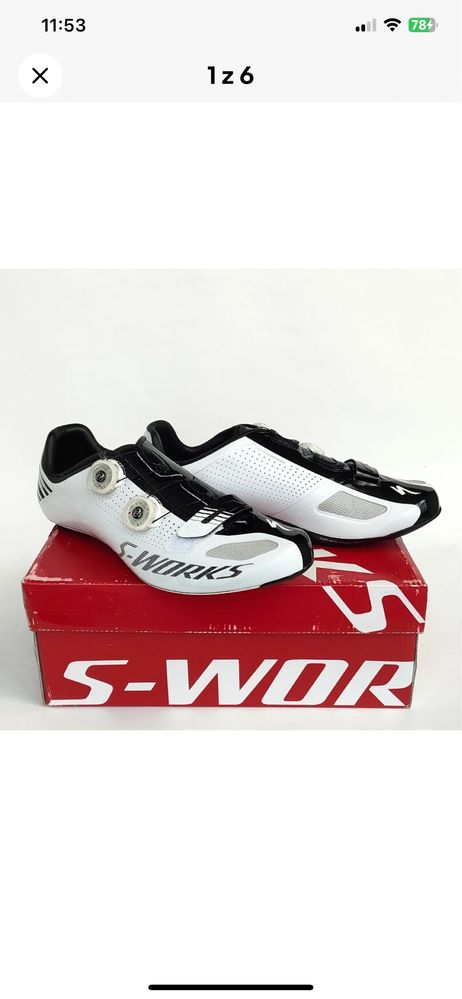 Specialized S-Works Road Carbon Shoes [White/Black] (US9.6/EU43)