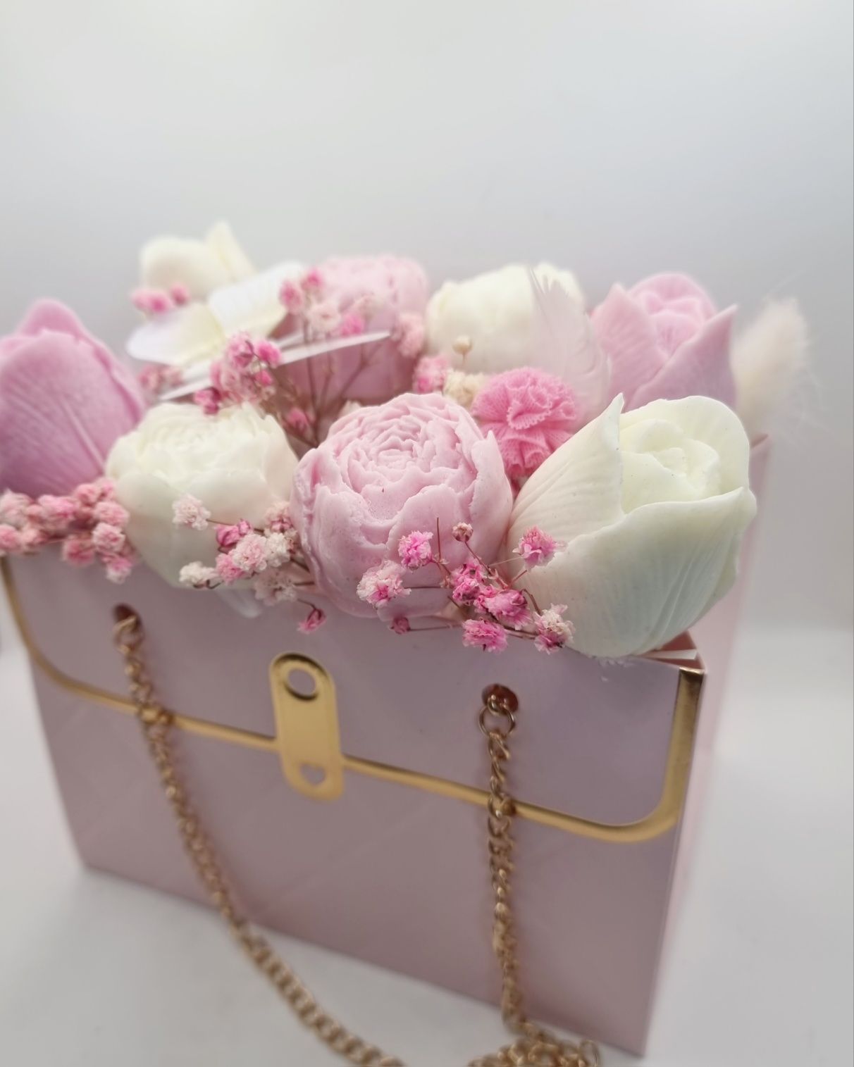 Flower Box prezentowy elegancka torebka kwiaty z wosku sojowego