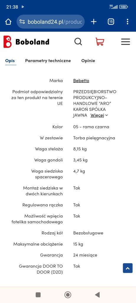 Wózek 2w1 Bebetto Vulcano