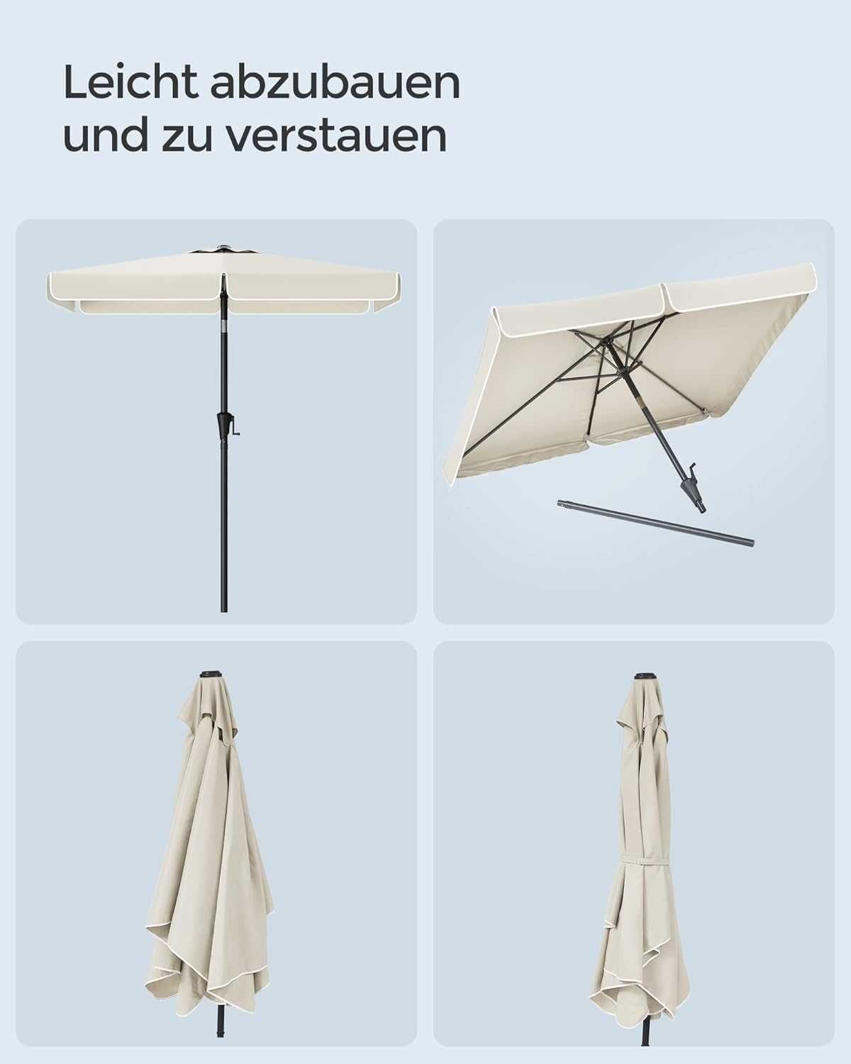 Parasol przeciwsłoneczny, prostokątny, 300 x 200 cm beżowy gpu058m01