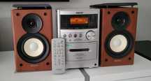 SONY mikrowieża FM RDS, CD, mp3, TAPE, AUX z głośnikami i pilotem