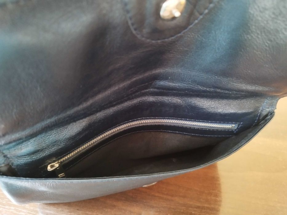 Клатч кожаный женский темно синего цвета