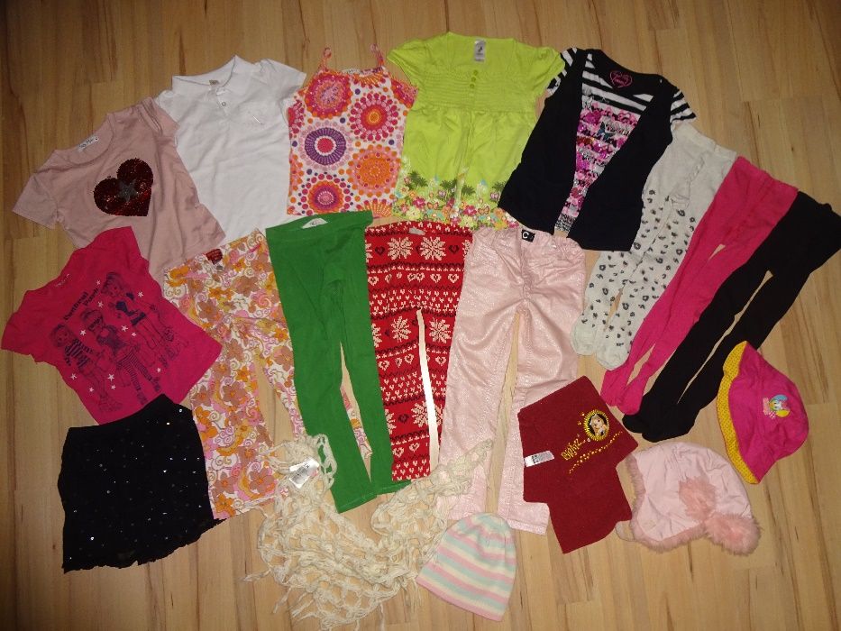 zestaw modnych oryg. ciuszków dla dziewczynki leginsy IDEALNY STAN 6-7