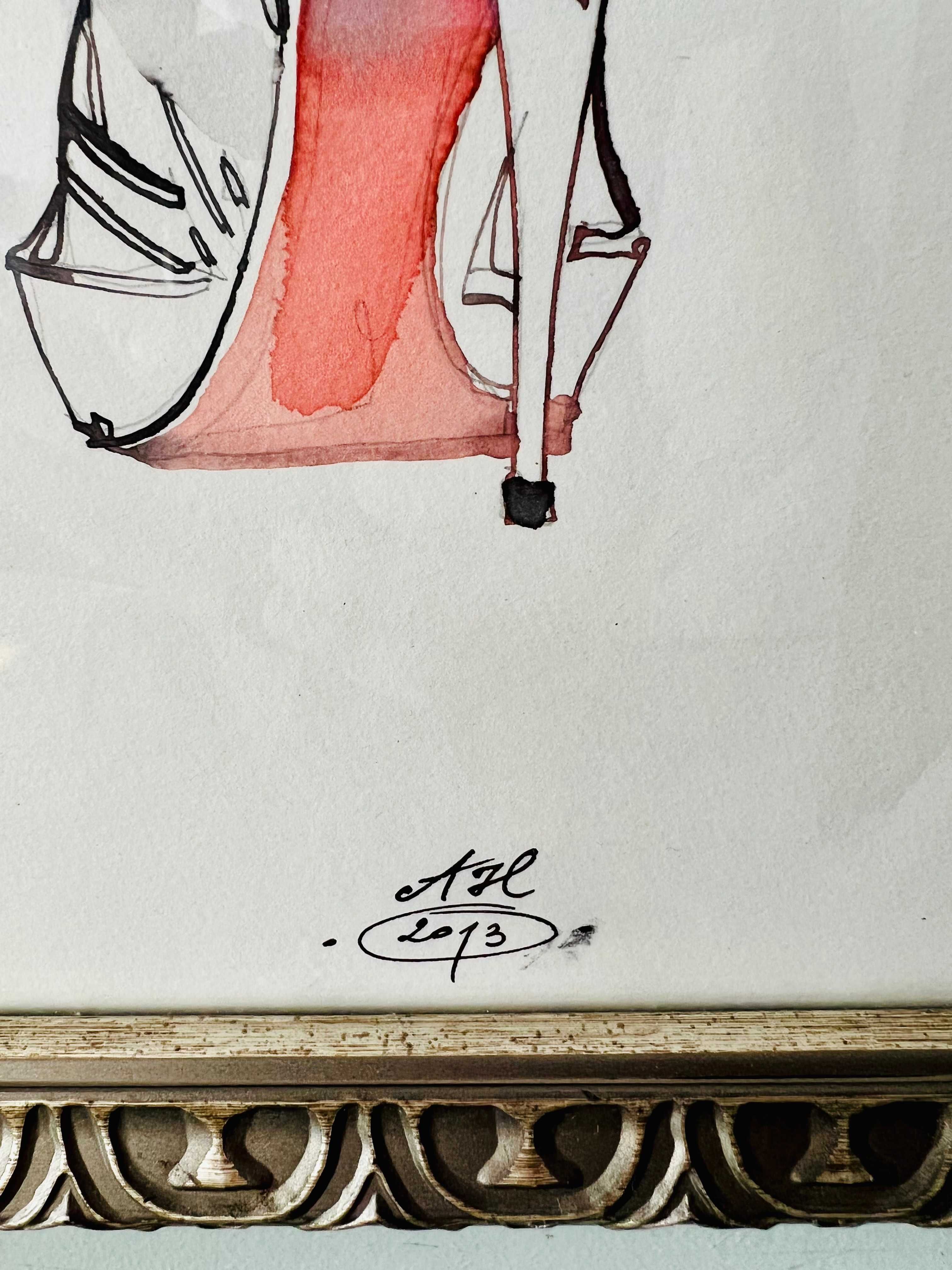Obraz Anna Halarewicz tusz akwarela LOUBOUTIN (promocja)
