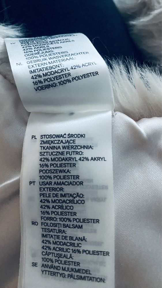 Kołnierz sztuczne futerko H&M pudrowy róż