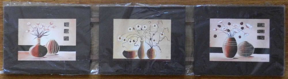 Nowy foto obraz na drewnie, tryptyk wazony, 86 x 21 cm