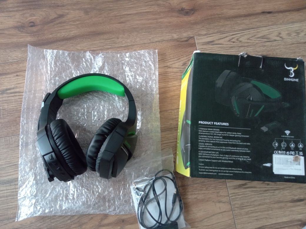 Słuchawki bezprzewodowe/przewodowe BINNUNE Bluetooth USB 2.4G