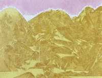 Картина , стилізований пейзаж , олійними фарбами, золоті гори