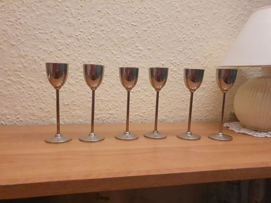 Komplet kieliszków metalowych, kieliszki, kieliszek, kieliszek antyk