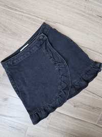 Mini spódniczka  pull&bear czarna jeans falbanka