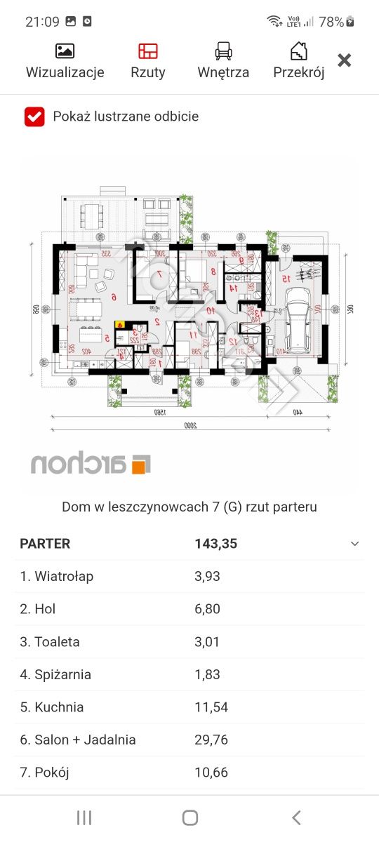 Projekt domu w leszczynowcach 7 z garażem