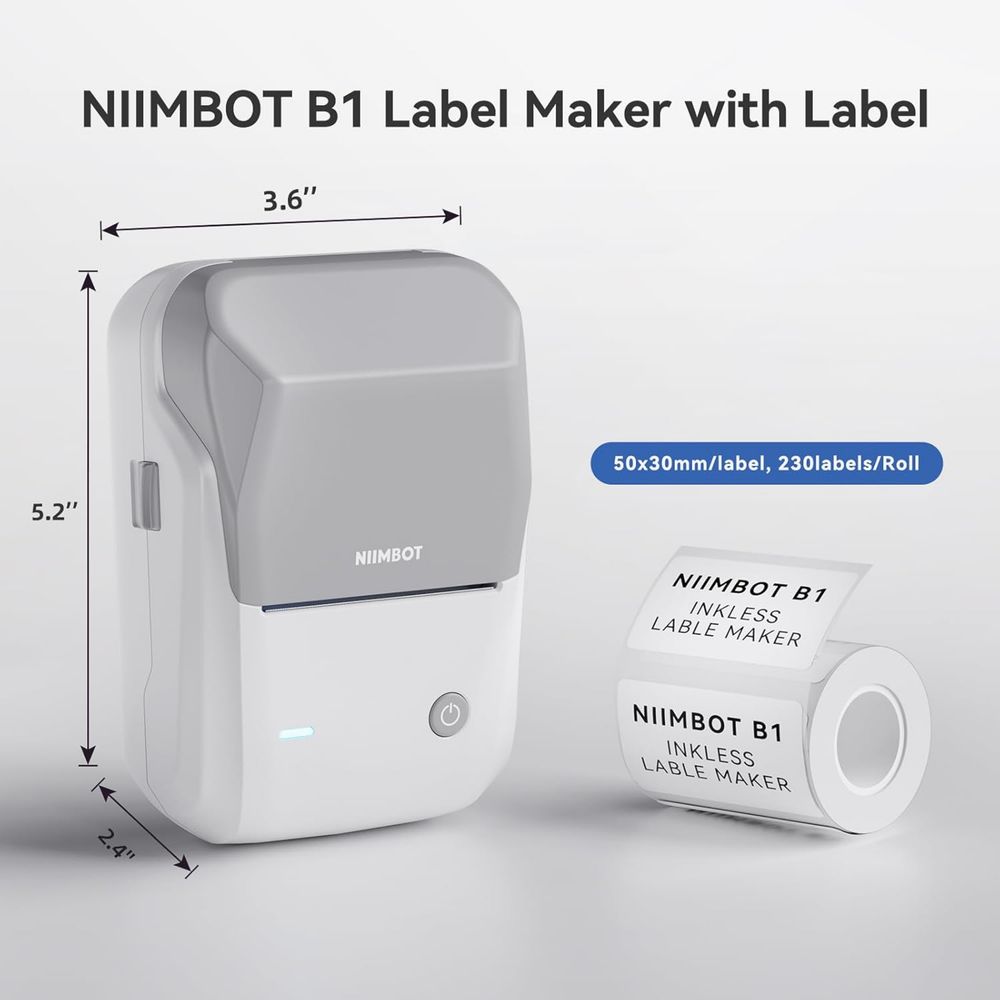 NIIMBOT B1 drukarka etykiet z 1 rolką taśmy