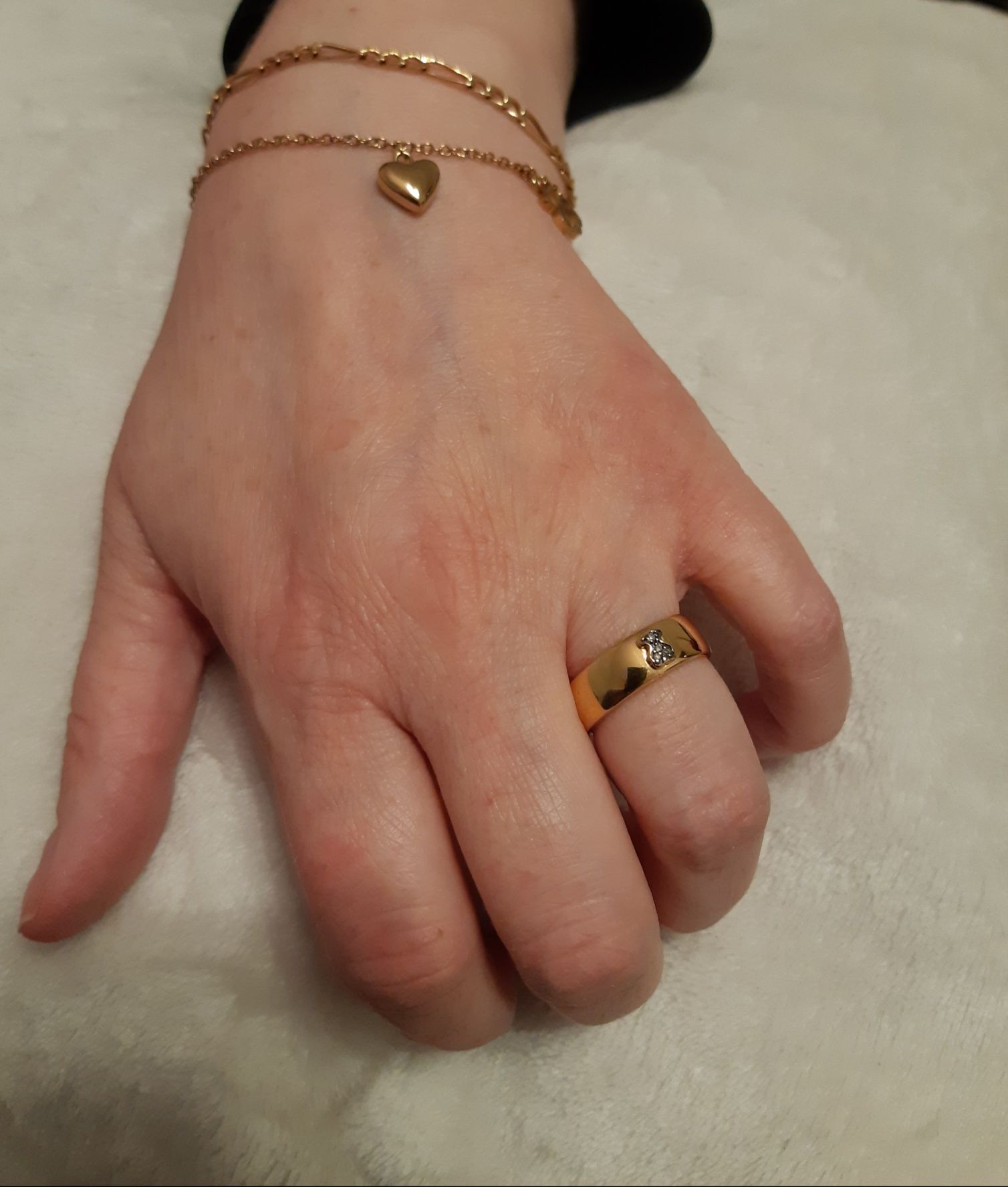 Pierścionek TOUS złoto + diamenty + srebro (nowy, oryginalny)