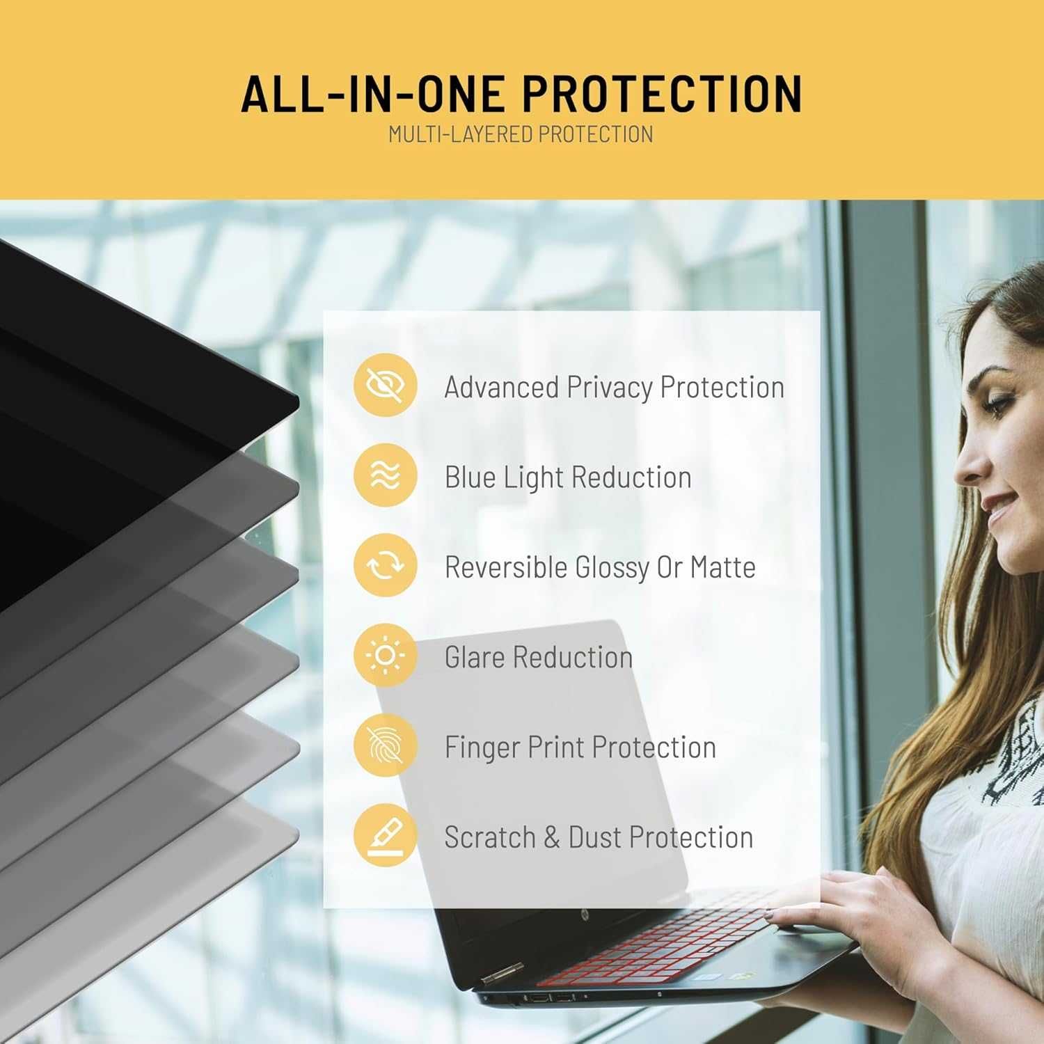 Filtr prywatności i osłona przed niebieskim światłem do laptopów 14"