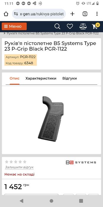 B5 Systems Mil-Spec AR15 руків'я