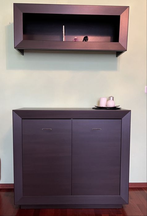 Nowoczesna komoda z półką - stan idealny, wenge, orzech