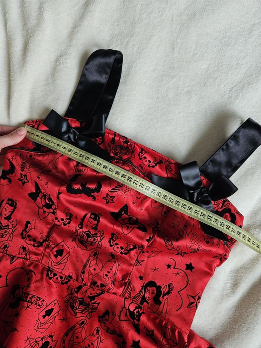 Hell bunny czerwona sukienka midi xs 34 tattoo