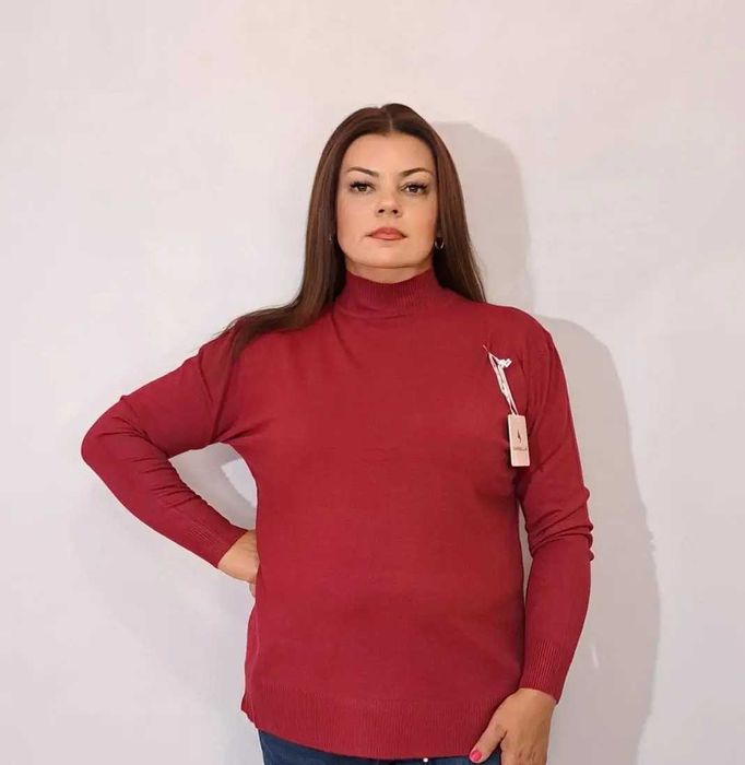 Женский бордовый кашемировый гольф свитер