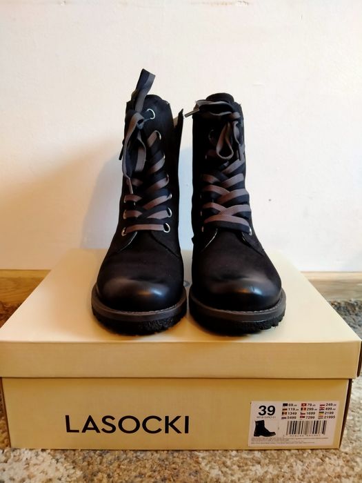 Buty Lasocki Trzewiki skórzane ocieplane