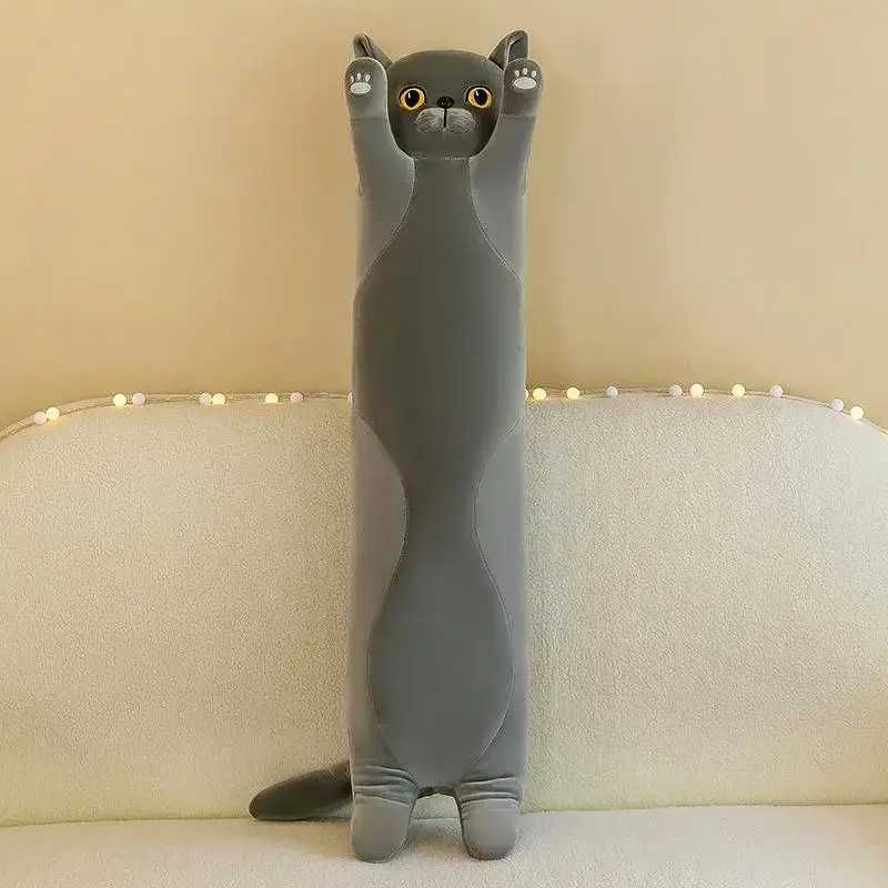 Мягкая игрушка Кот Батон 110 см цвет серый, Плюшевый длинный кот