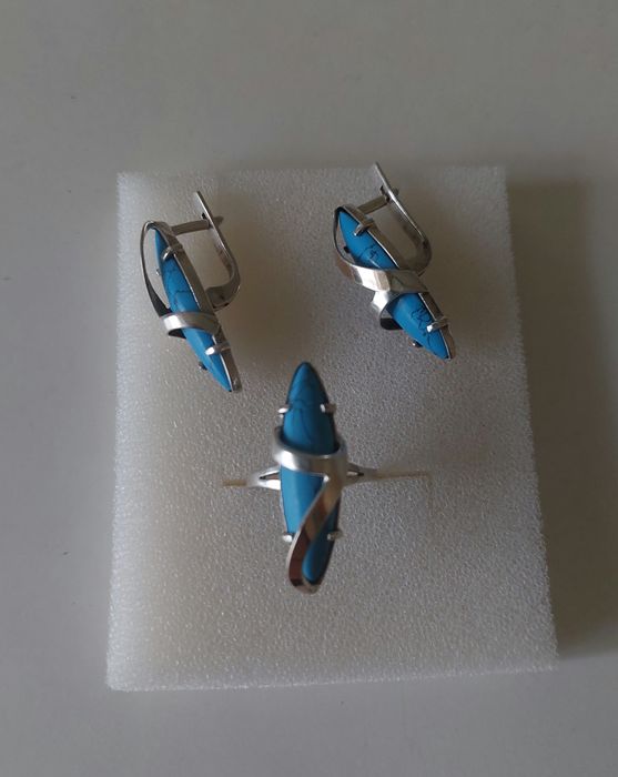 Серебро. Набор с золотыми пластинами.