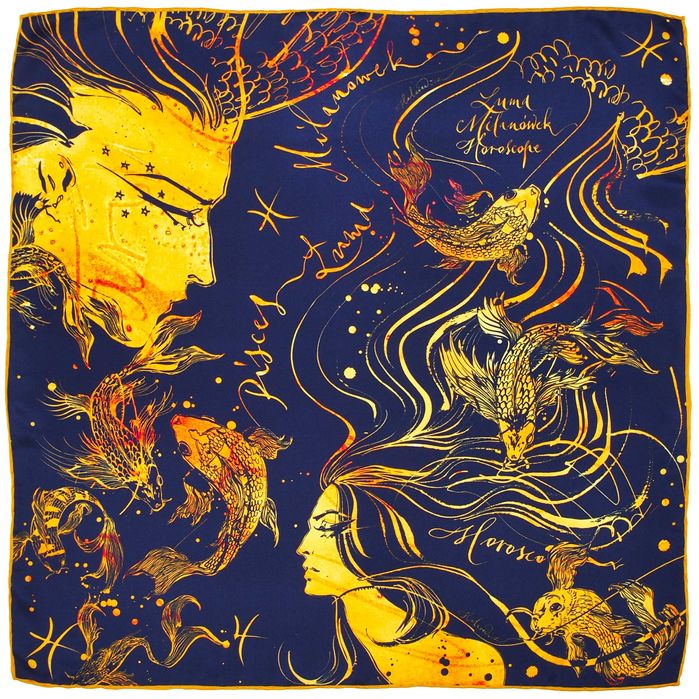 Apaszka Jedwabna Zodiak Ryby 67x67cm Anny Halarewicz