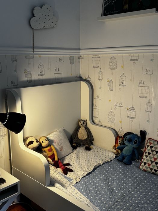 Cama extensível de criança - branca - 80x200cm (com colchao)