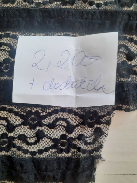 Tkanina czarna elastyczna koronka dl 2.20/140 cm plus 0.25/0.93