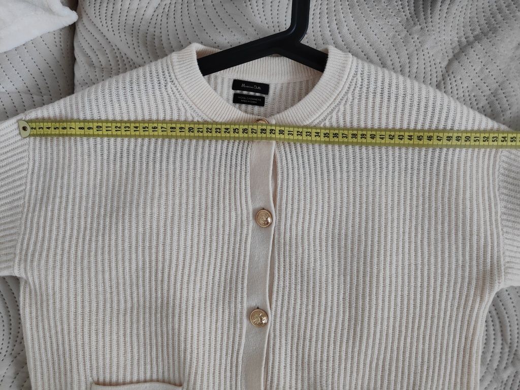 Wełniany kardigan z kaszmirem, ze złotymi guzikami, Massimo Dutti, S