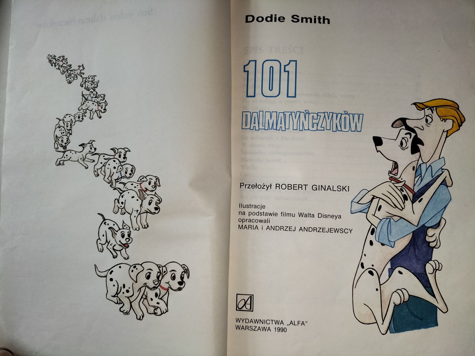 Książka 101 dalmatyńczyków 1990 r