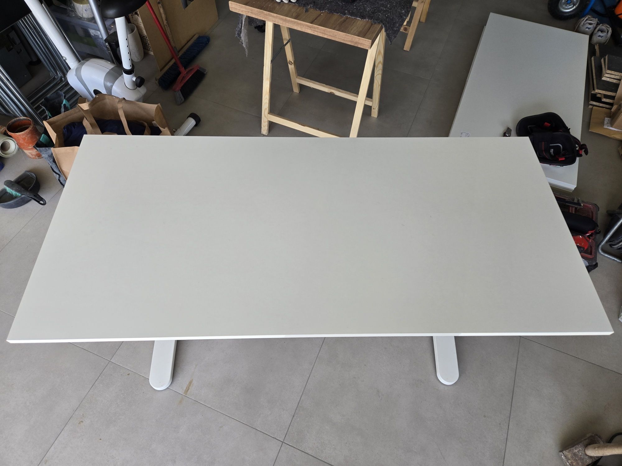 Biurko białe regulowane 140x65 NOWY blat stelaż ikea bekant 11323