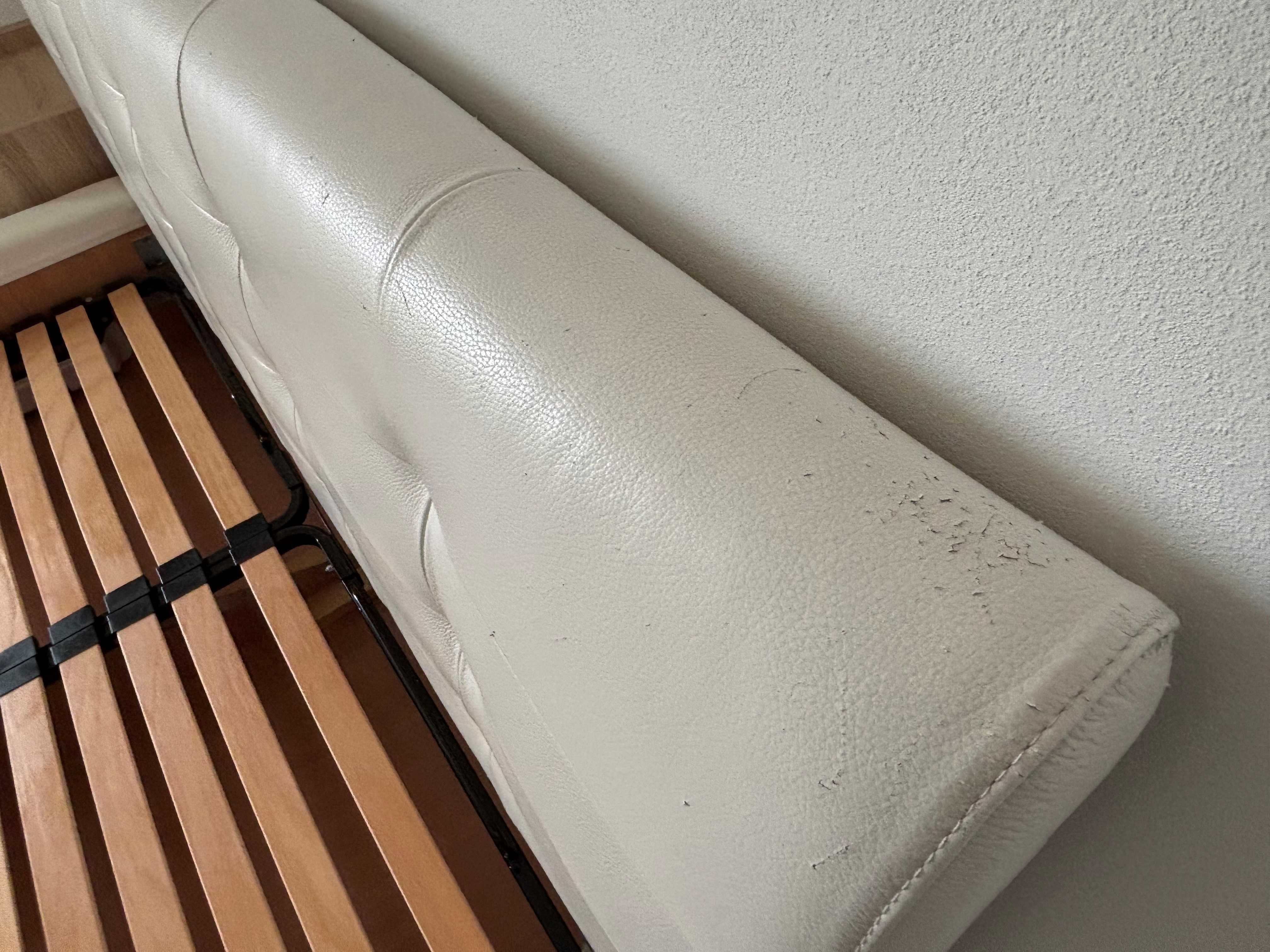 Łóżko sypialniane skórzane 160x200 z pojemnikiem na pościel z BRW