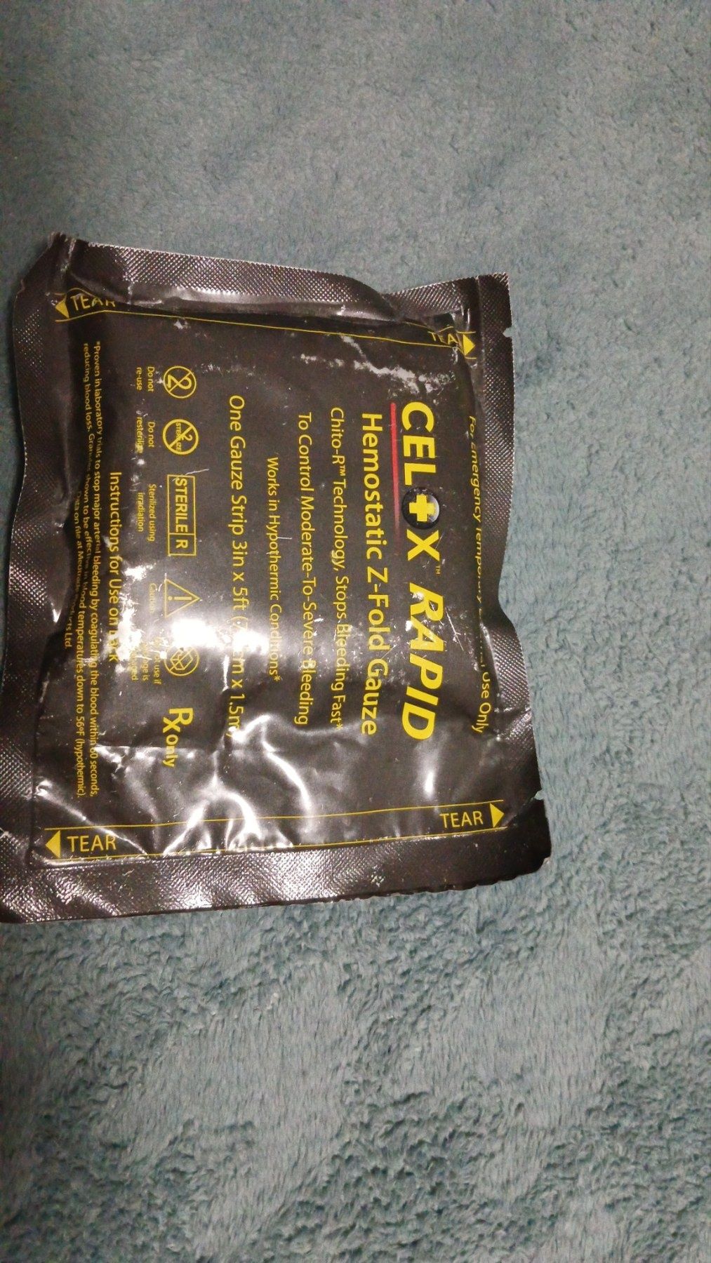 Гемостатичний бинт Celox Z-Fold Rapid Hemostatic Gauze 7.6см х 1.5м, Б