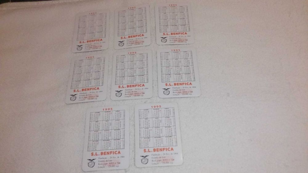 benfica (8 calendários) coleção de jogadores antigos