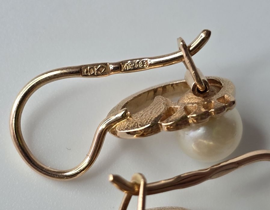 Золотые серьги с жемчугом ссср Золоті сережки з перлинами Срср